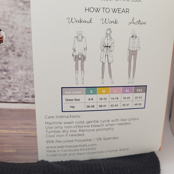 Cuddl Duds Textured Fleece Leggings in Black NWT - Picture 5 of 5